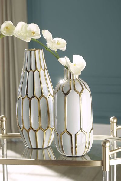 Picture of Mohsen Gold/White 2PC Vase Set